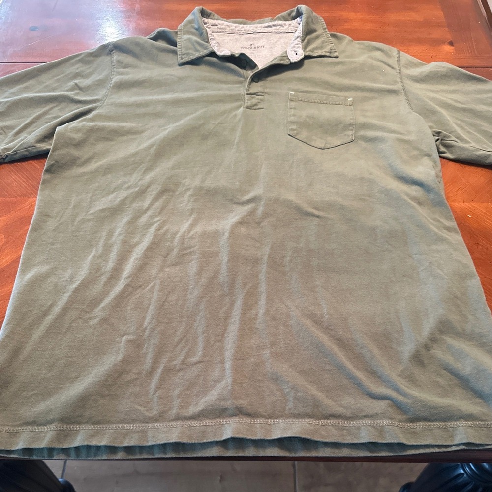 Woolrich Polo Shirt Mens XL Green Excellent Short Sleeve Pocket Casual